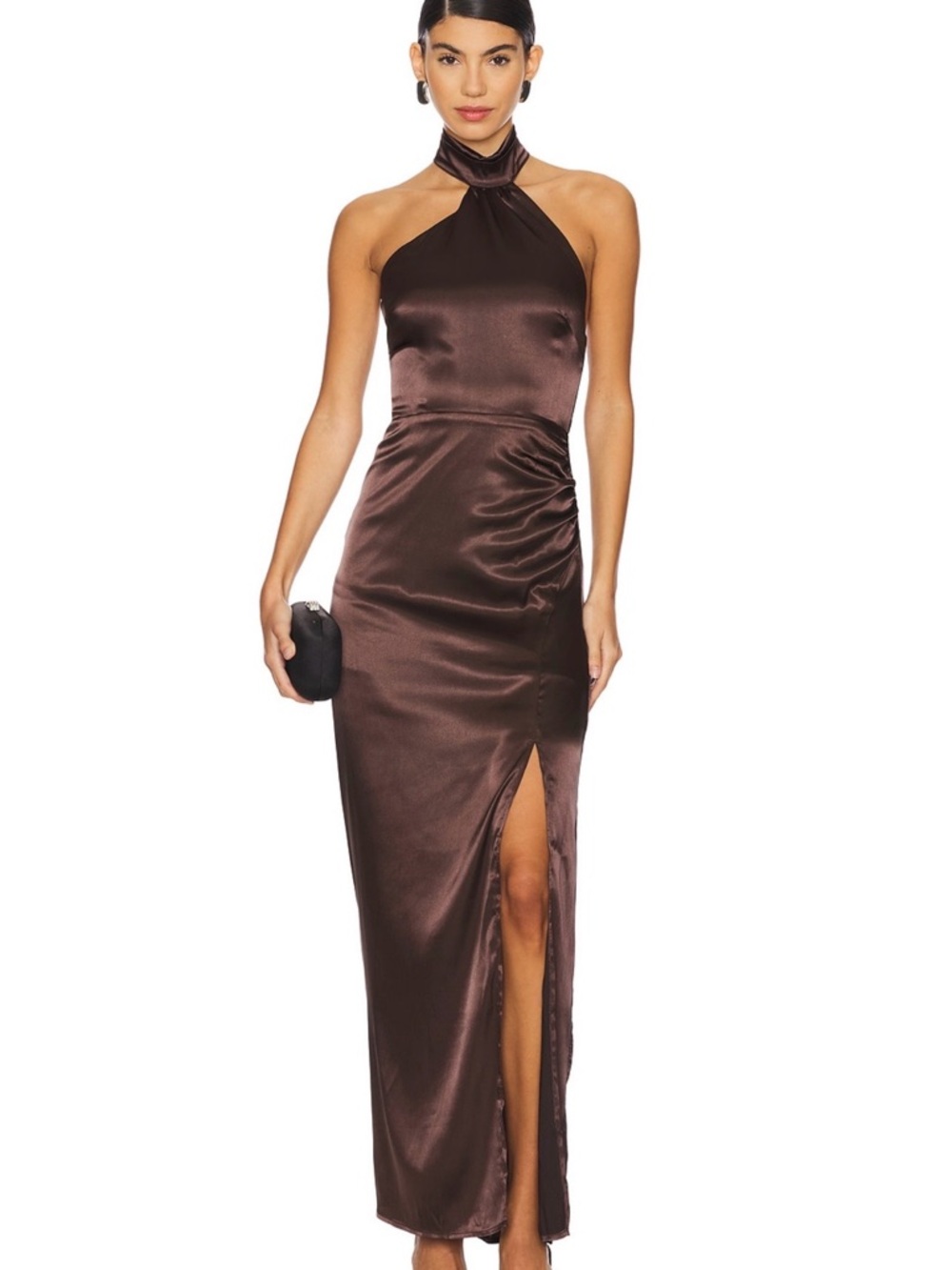 Darcey Maxi Dress in Dark Brown. Small.